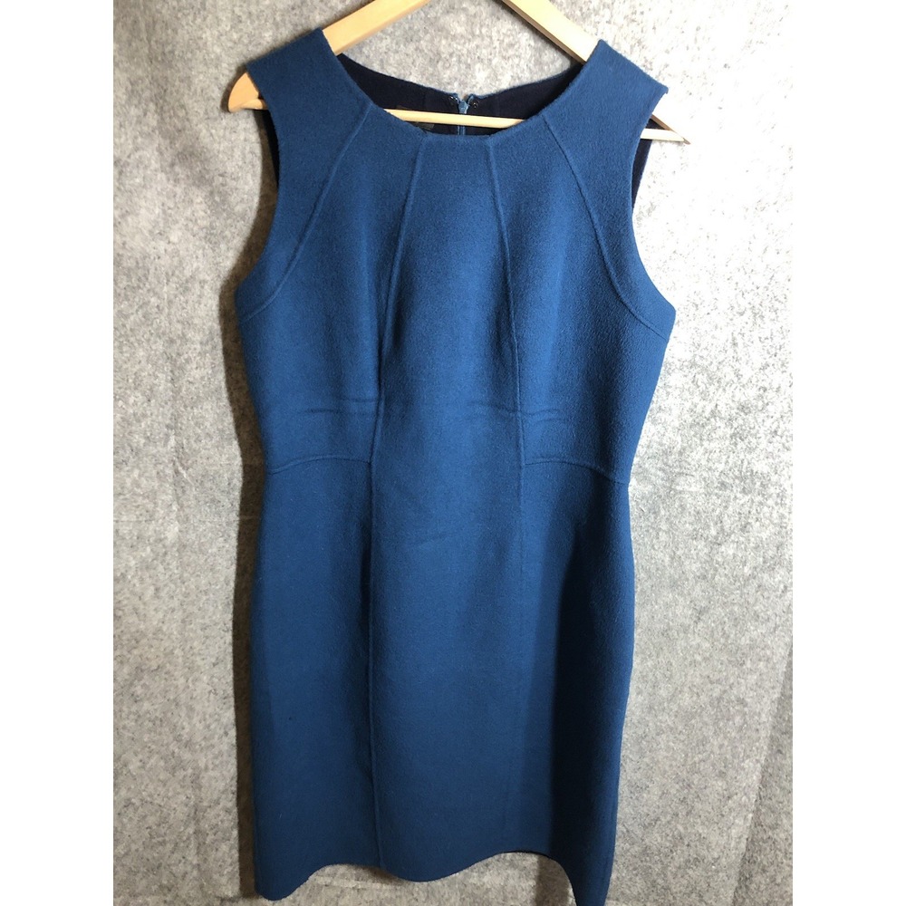 Talbots Dress Womens 12P Blue Wool Sheath Career Business Classic